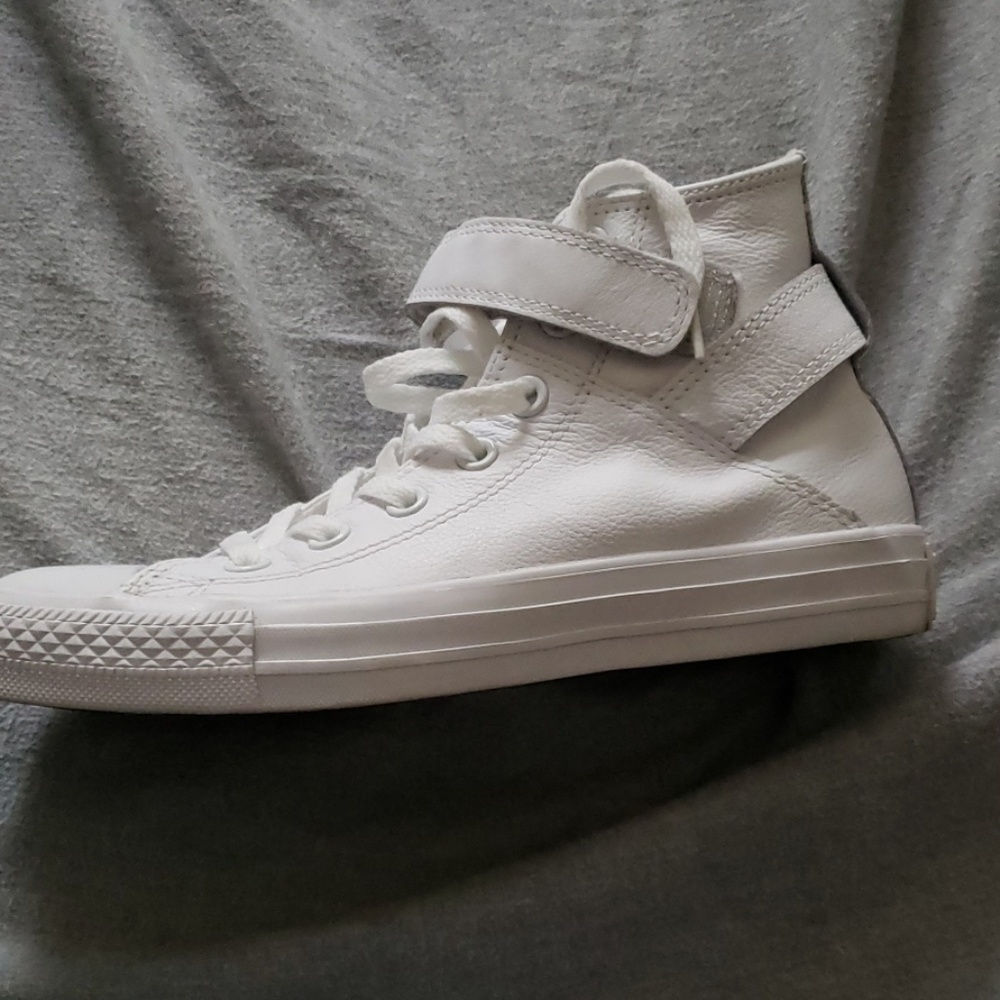 Leather high top converse